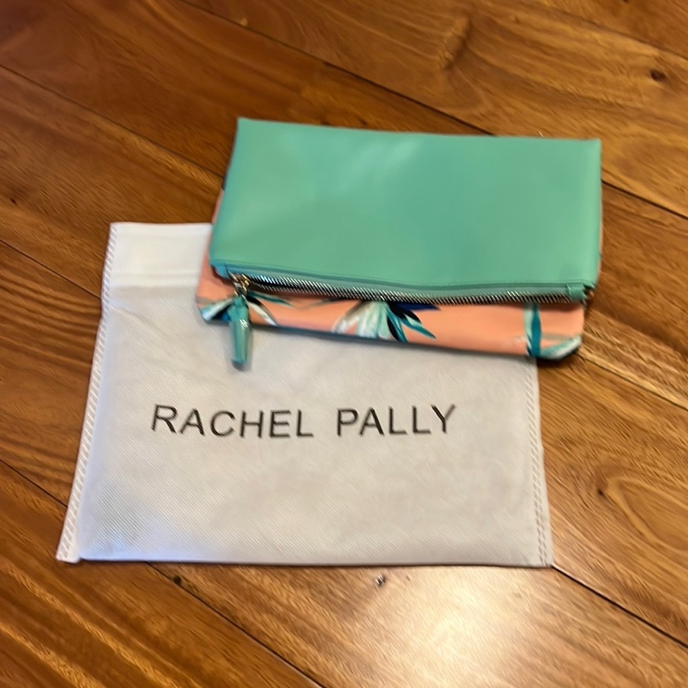 Rachel Pally clutch, fold over with zip close and interior pocket.